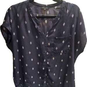 Papermoon Navy Blouse with White Accents